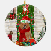 Chow Chow Dog Kerstmis Keramisch Ornament (Achterkant)