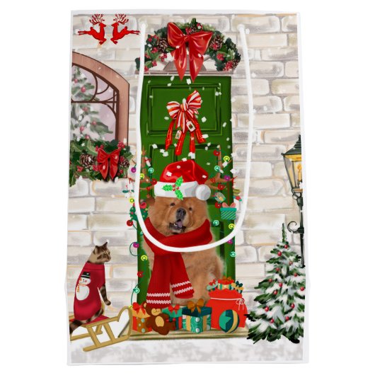 Chow Chow Dog Kerstmis Medium Cadeauzakje (Achterkant)