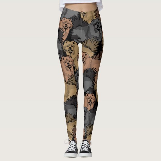 Chow Chow Dog Leggings gedrukt. (Voorkant)