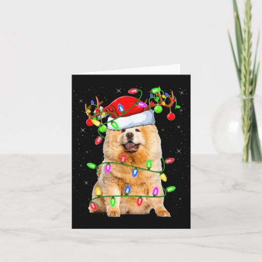Chow Chow Dog Lover Xmas Lighting Santa Chow Chow Kaart (Voorkant)