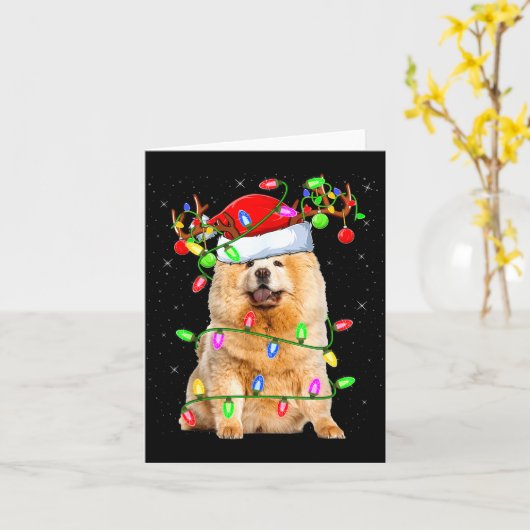 Chow Chow Dog Lover Xmas Lighting Santa Chow Chow Kaart (Gele Bloem)