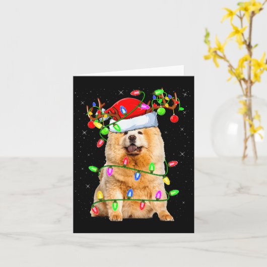 Chow Chow Dog Lover Xmas Lighting Santa Chow Chow Kaart (Gele Bloem)
