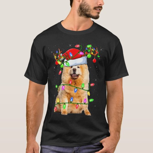 Chow Chow Dog Lover Xmas Lighting Santa Chow Chow  T-shirt (Voorkant)