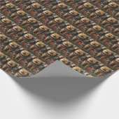 Chow Chow Dog met kerstcadeaus open haard Cadeaupapier (Hoek)