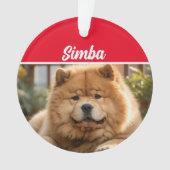 Chow Chow Dog met naam en kerstfoto Ornament (voorkant)