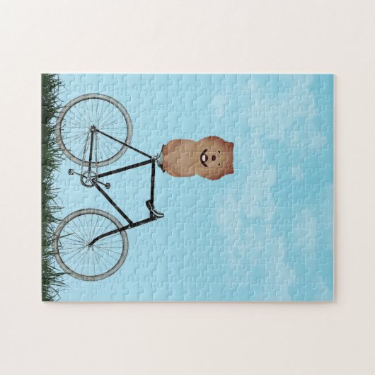 Chow Chow Dog op  fiets Legpuzzel (Horizontaal)