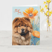Chow Chow Dog Orange Poppy Blooms Get Well Kaart (Gele Bloem)