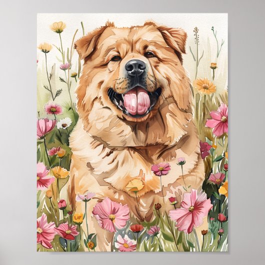 Chow Chow Dog Portret Muur Art Print Poste (Voorkant)