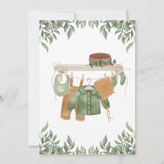 Chow Chow Dog Puppy Greenery Boho Baby shower Kaart (Achterkant)