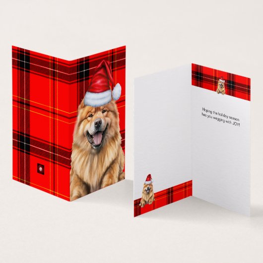 Chow Chow Dog Red Black Plaid Kerstvakantie Kaart (Binnen en buitenkant)