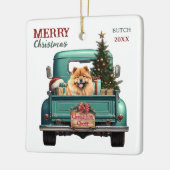 Chow Chow Dog Retro Truck Kerst Keramisch Ornament (Links)