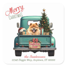 Chow Chow Dog Retro Truck Kerst
