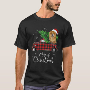 Chow Chow Dog Ride Red Truck Kerstmis Funny Dog T-shirt