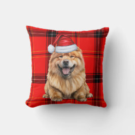 Chow Chow Dog Santa Plaid Kerstvakantie Kussen