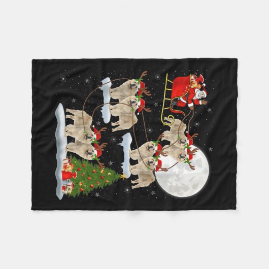 Chow Chow Dog Santa Sleigh Flying Funny Magical Ch Fleece Deken (Voorkant (Horizontaal))