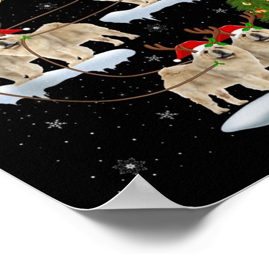 Chow Chow Dog Santa Sleigh Flying Funny Magical Ch Poster (Hoek)