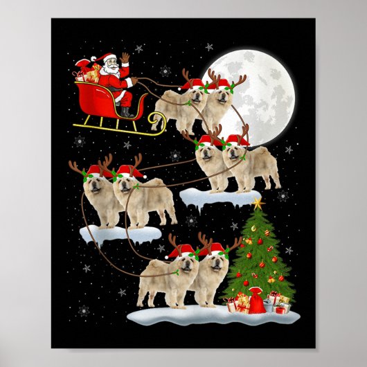 Chow Chow Dog Santa Sleigh Flying Funny Magical Ch Poster (Voorkant)