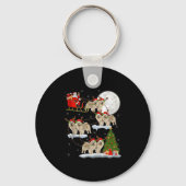 Chow Chow Dog Santa Sleigh Flying Funny Magical Ch Sleutelhanger (Voorkant)