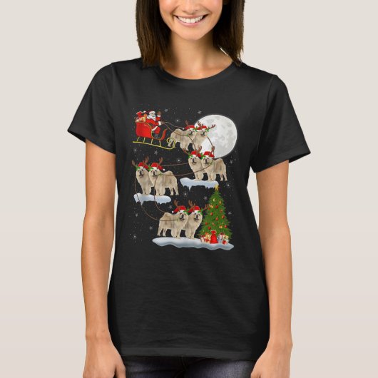 Chow Chow Dog Santa Sleigh Flying Funny Magical Ch T-shirt (Voorkant)