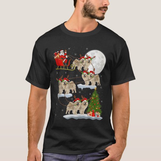Chow Chow Dog Santa Sleigh Flying Funny Magical Ch T-shirt (Voorkant)