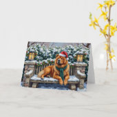 Chow Chow Dog Serene Winter Garden Christmas Art Kaart (Gele Bloem)