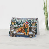 Chow Chow Dog Serene Winter Garden Christmas Art Kaart (Voorkant)