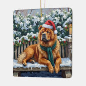 Chow Chow Dog Serene Winter Garden Christmas Art Keramisch Ornament (Links)