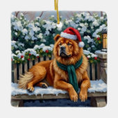Chow Chow Dog Serene Winter Garden Christmas Art Keramisch Ornament (Voorkant)