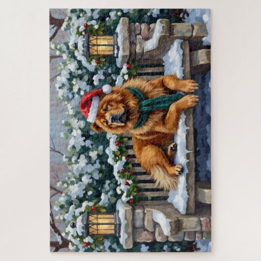 Chow Chow Dog Serene Winter Garden Christmas Art Legpuzzel (Verticaal)