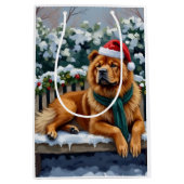 Chow Chow Dog Serene Winter Garden Christmas Art Medium Cadeauzakje (Voorkant)