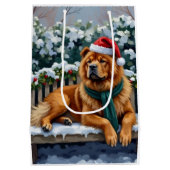Chow Chow Dog Serene Winter Garden Christmas Art Medium Cadeauzakje (Achterkant)