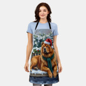 Chow Chow Dog Serene Winter Garden Christmas Art Schort (Gedragen)