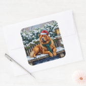 Chow Chow Dog Serene Winter Garden Christmas Art Vierkante Sticker (Envelop)