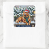 Chow Chow Dog Serene Winter Garden Christmas Art Vierkante Sticker (Tas)