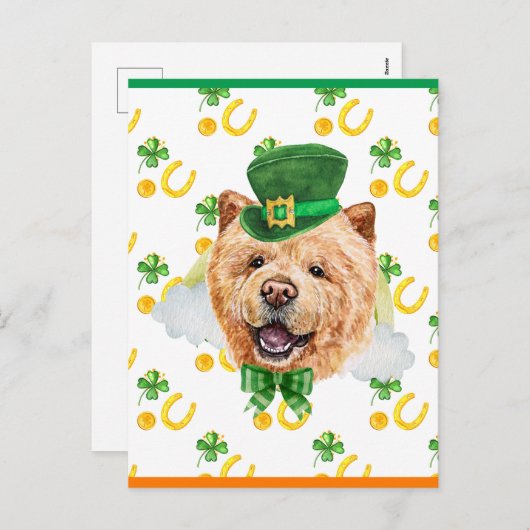 Chow Chow Dog Shamrock St. Patricks Day Feestdagenkaart (Voorkant / Achterkant)