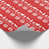 Chow Chow Dog Silhouettes kerstpatroonrood Cadeaupapier (Hoek)