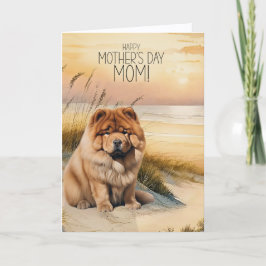 Chow Chow Dog Sunset Beach Mother's Day Feestdagen Kaart