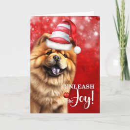 Chow Chow Dog Unleash the Joy Christmas Feestdagen Kaart