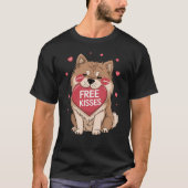 Chow Chow Dog Valentijnsdag Gratis Kusjes T-shirt (Voorkant)