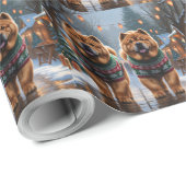 Chow Chow Dogs Christmas Snow Holiday  Cadeaupapier (Rol Hoek)