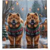 Chow Chow Dogs Christmas Snow Holiday  Douchegordijn (Voorkant)