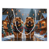 Chow Chow Dogs Christmas Snow Holiday  Groot Cadeauzakje (Achterkant)