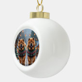 Chow Chow Dogs Christmas Snow Holiday Keramische Bal Ornament (Rechts)