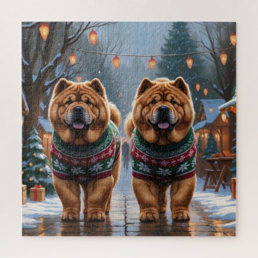 Chow Chow Dogs Christmas Snow Holiday Legpuzzel (Verticaal)