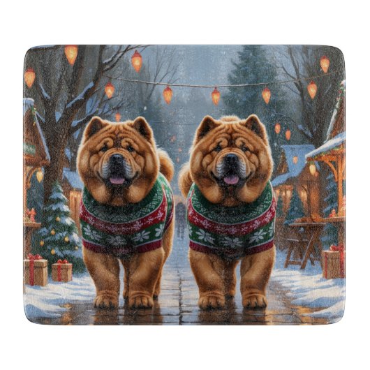 Chow Chow Dogs Christmas Snow Holiday  Snijplank (Voorkant)