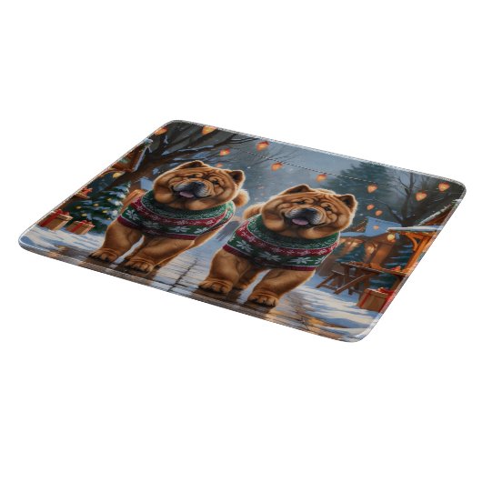 Chow Chow Dogs Christmas Snow Holiday  Snijplank (Hoek)