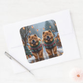 Chow Chow Dogs Christmas Snow Holiday  Vierkante Sticker (Envelop)