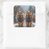 Chow Chow Dogs Christmas Snow Holiday  Vierkante Sticker (Tas)
