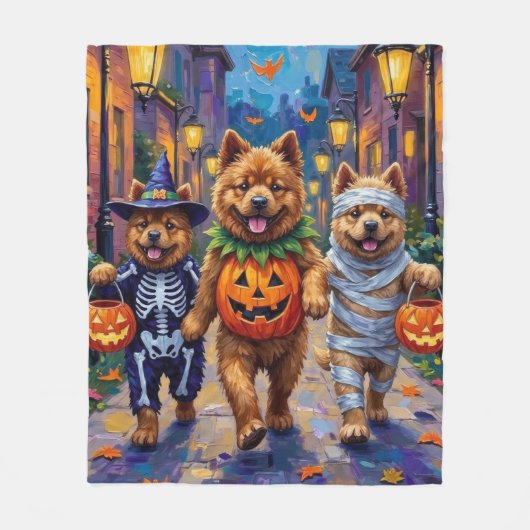 Chow Chow Dogs Trick-or-Treating Halloween Kostuum Fleece Deken (Voorkant)