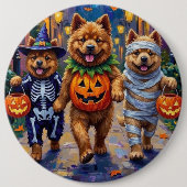 Chow Chow Dogs Trick-or-Treating Halloween Kostuum Ronde Button 6,0 Cm (Voorkant)
